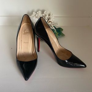 Barely worn, EUC Christian Louboutin black patent leather stiletto heels